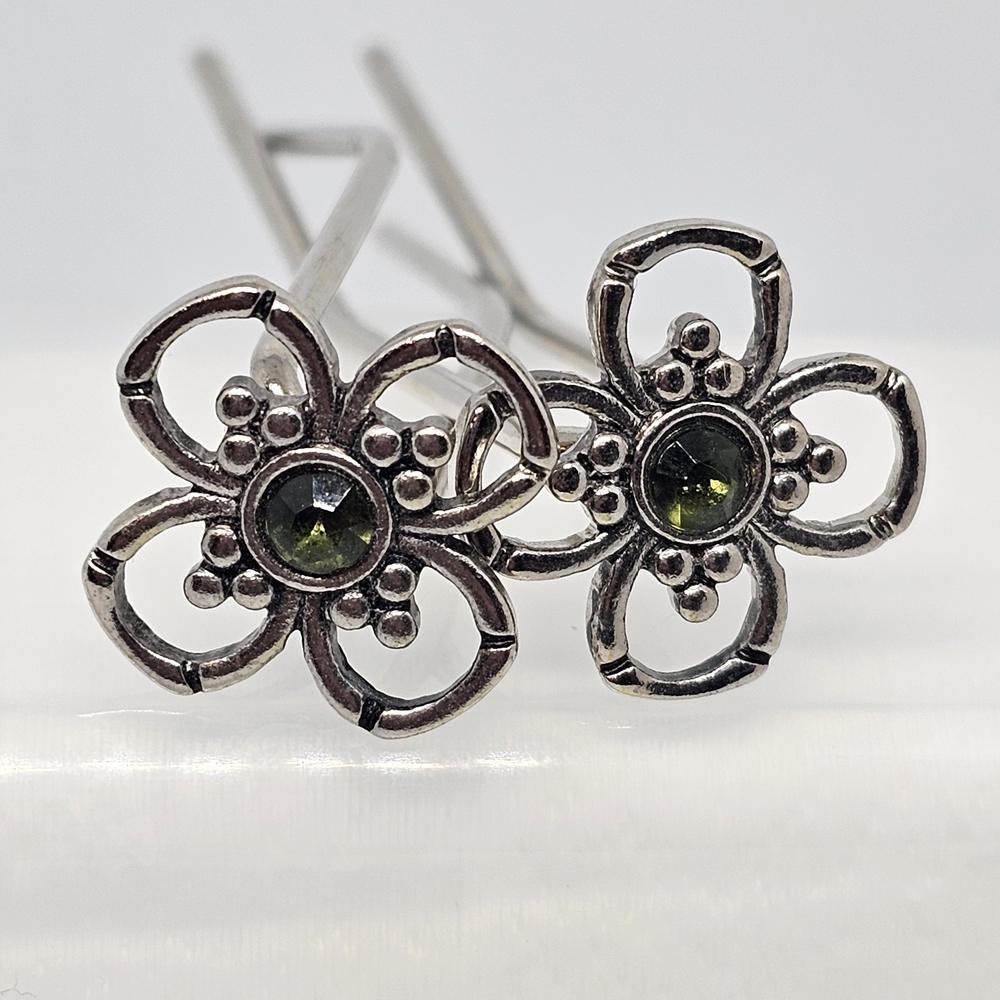 Lila Rose Peridot (Green) Flower U-pins Pair